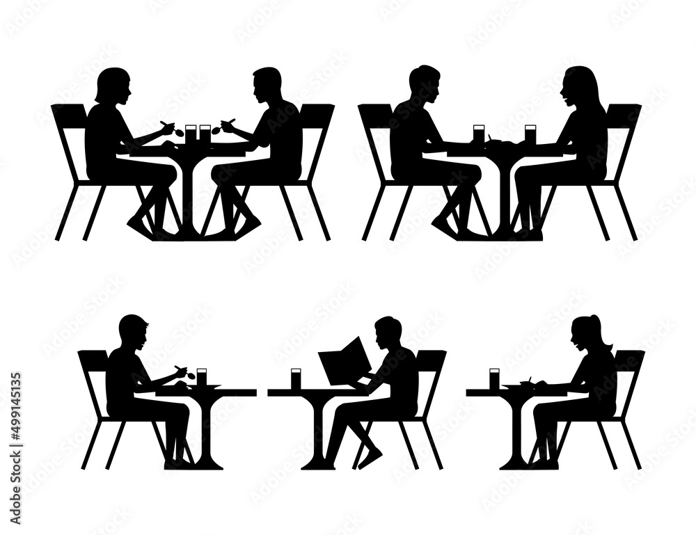 silhouette design of people in cafe silhouette design of people in cafe