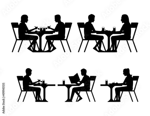 silhouette design of people in cafe