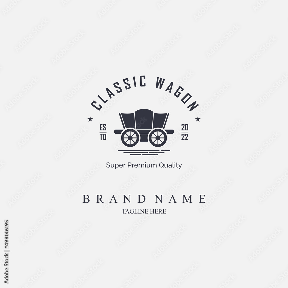 american classic wagon logo template design for brand or company and other - obrazy, fototapety, plakaty 