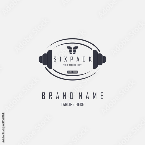 gym fitness barbell sixpack logo template design for brand or company and other