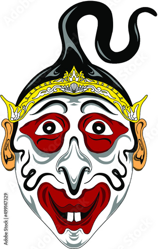 the petruk indonesian character in wayang, petruk wayang vector illustration for print merchandise tshirt etc photo