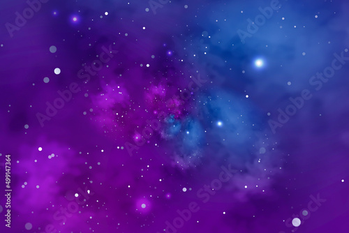 Starry background with blue and violet nebula. Concept for space, astronomy, galaxy, universe, science
