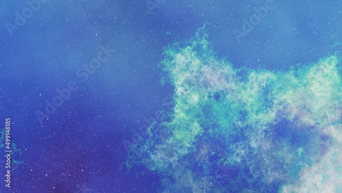 Blue and green Stars, planets and galaxy in a free space