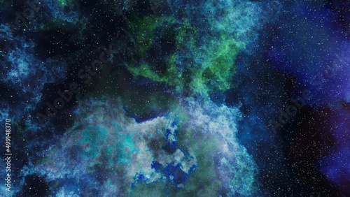 Fototapeta Naklejka Na Ścianę i Meble -  Blue and green Stars, planets and galaxy in a free space