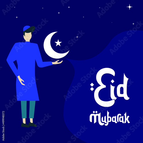Illustration of Eid Mubarak greeting social media