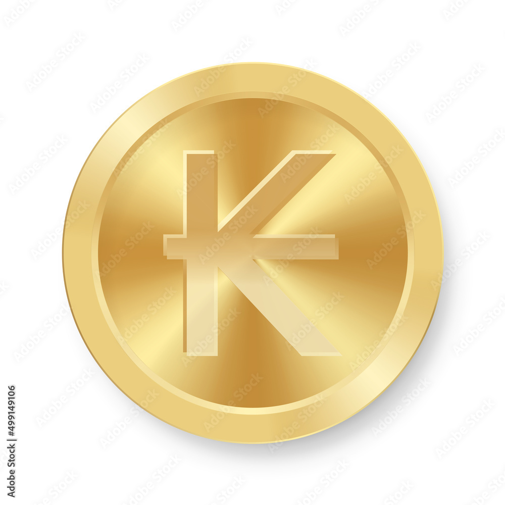 Gold coin of Kip Concept of internet web currency Gold coin of Kip Concept of internet web currency