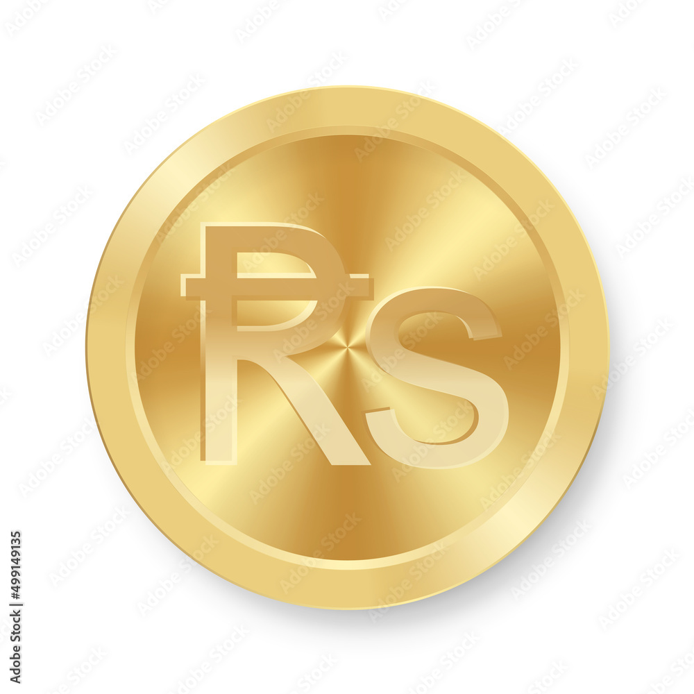 Gold coin of rupee Concept of internet web currency