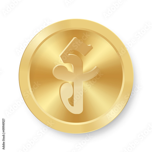 Gold coin of Riel Concept of internet web currency photo