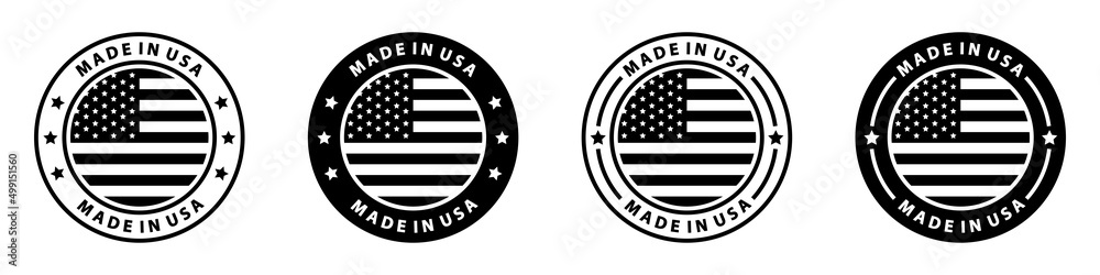 Φωτογραφία Made in the USA labels Icon, made in the USA logo, USA flag icon , American prod