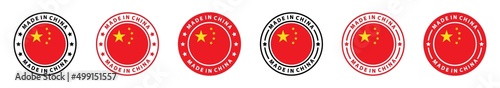 Made in the China labels Icon, made in the China logo, China flag , China product emblem, Vector illustration