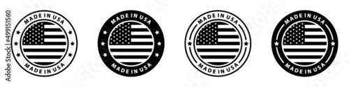 Made in the USA labels Icon, made in the USA logo, USA flag icon , American product emblem, Vector illustration