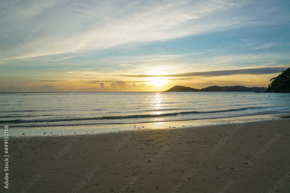 Beautiful sunset in Koh Samet Island, Famous Tourist destination in Rayong, eastern Thailand