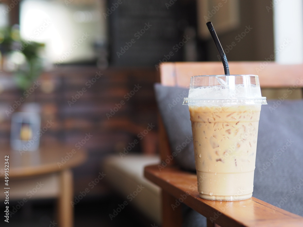 Glass of a iced coffee with cream milk. Cold brew coffee drink with ice Glass of a iced coffee with cream milk. Cold brew coffee drink with ice