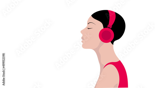 testa, donna, ragazza, ascoltare, musica, 