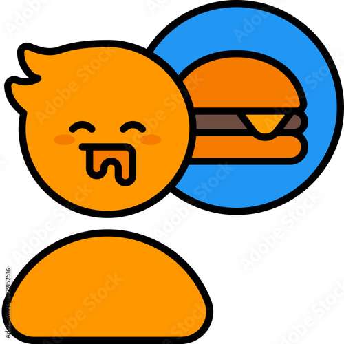 hungry outline color icon