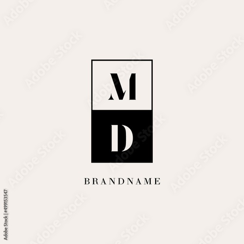 Initials MD square line negative space logo design ideas