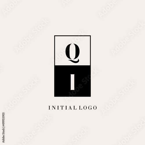 Initials QI square line negative space logo design ideas