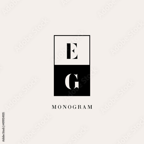 Initials EG square line negative space logo design ideas