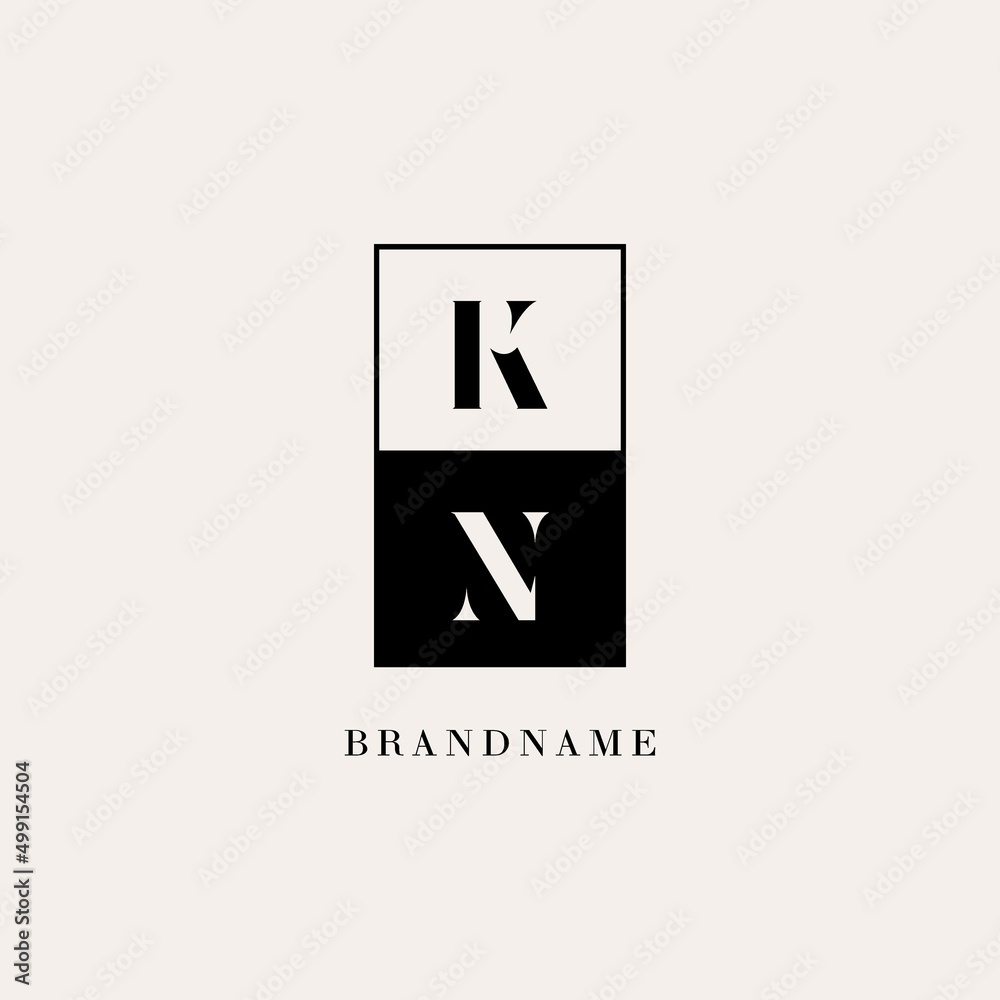Initials KN square line negative space logo design ideas Stock Vector ...