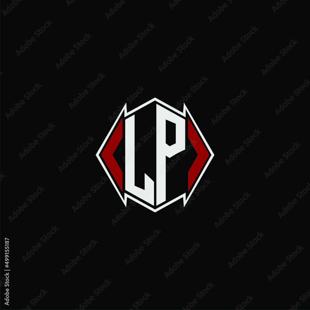 LP initial monogram logo for gaming with Gemoteric line polygon shape ...