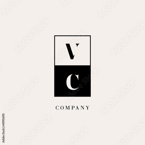 Initials VC square line negative space logo design ideas
