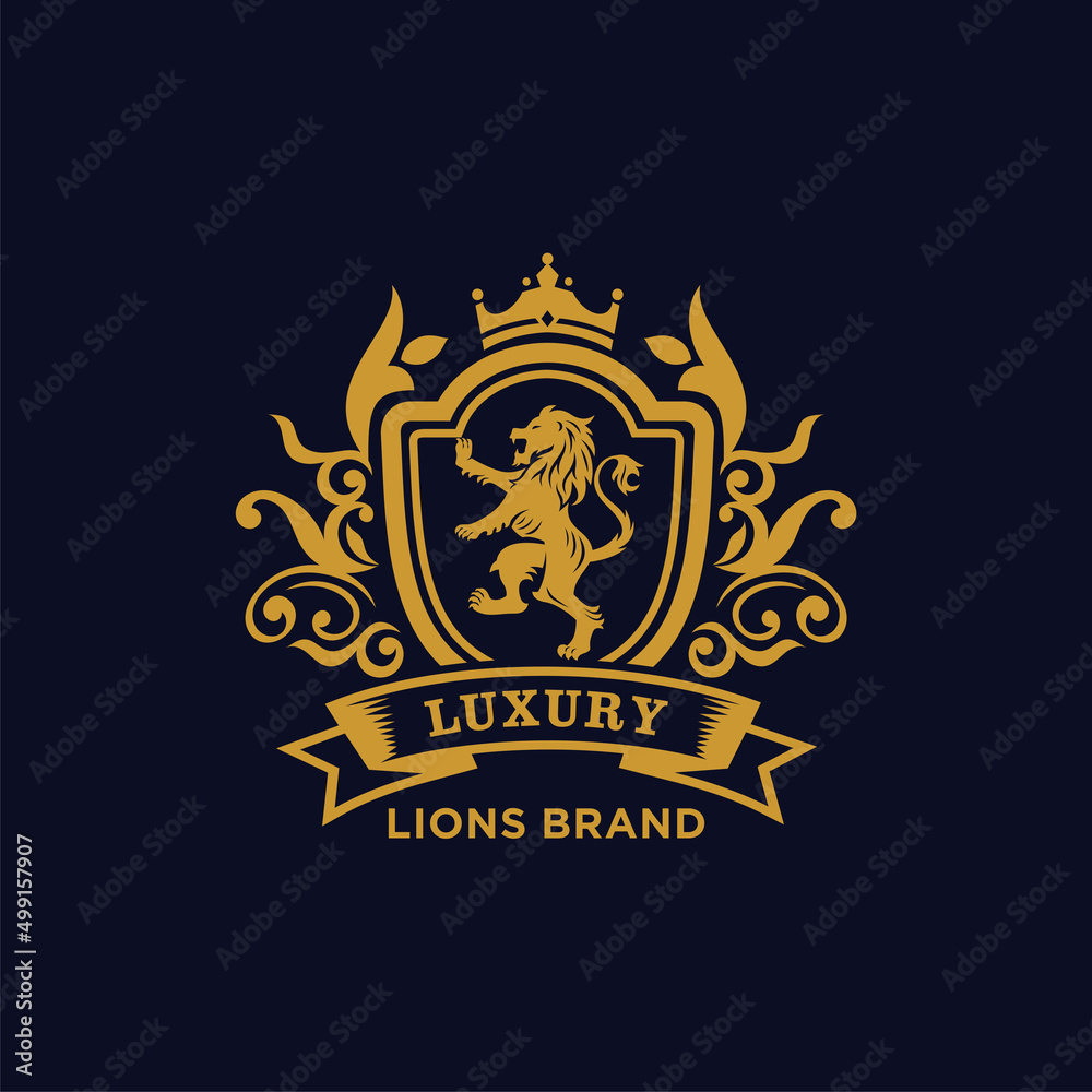 Heraldry lion luxury design template 