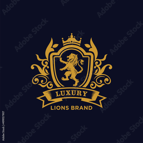 Heraldry lion luxury design template 