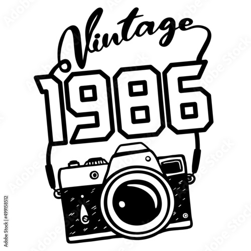 Vintage 1986 Classic Camera, 1937 birthday typography design