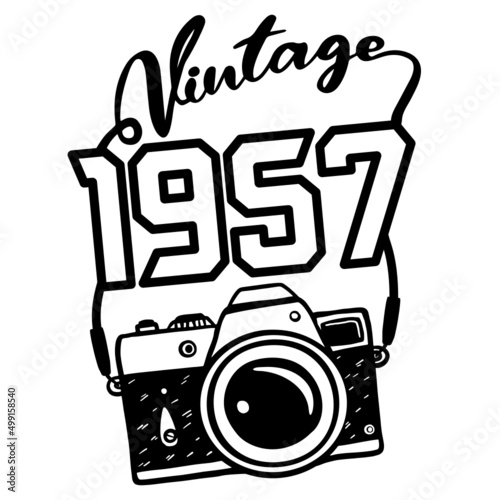 Vintage 1957 Classic Camera, 1937 birthday typography design