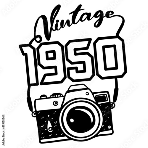 Vintage 1950 Classic Camera, 1937 birthday typography design