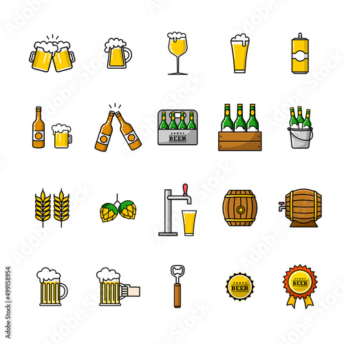 Beer industry vector icons set