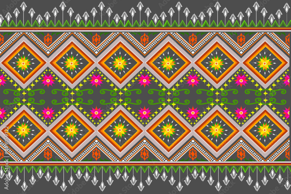 Ethnic pattern, fabric, traditional design for background, carpet, wallpaper, clothing, wrapping, Batik, fabric, Vector illustration.