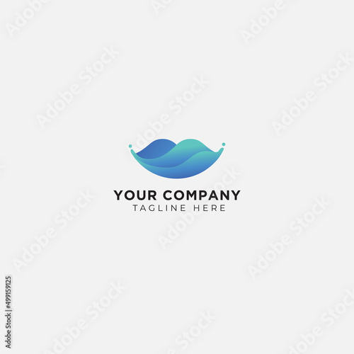 abstract wave love lipstick logo modern