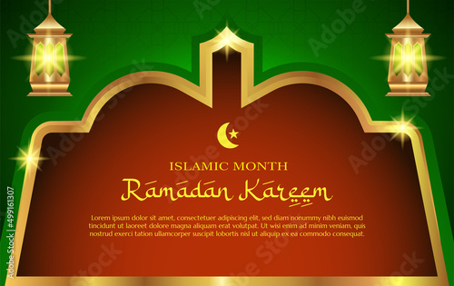 Islamic background vector design with lantern lamp for ramadan kareem