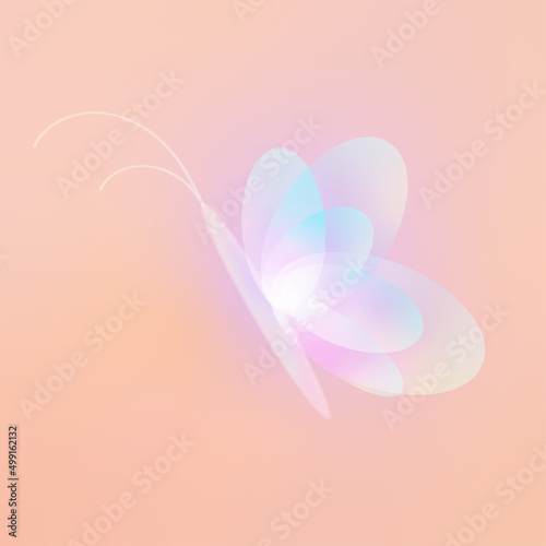 An airy butterfly on a gentle warm background. Spring summer vector illustration