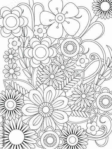 Mehndi flower for henna, mehndi, tattoo, decoration. decorative ornament in ethnic oriental style. doodle ornament. outline hand-drawn illustration. coloring book page.