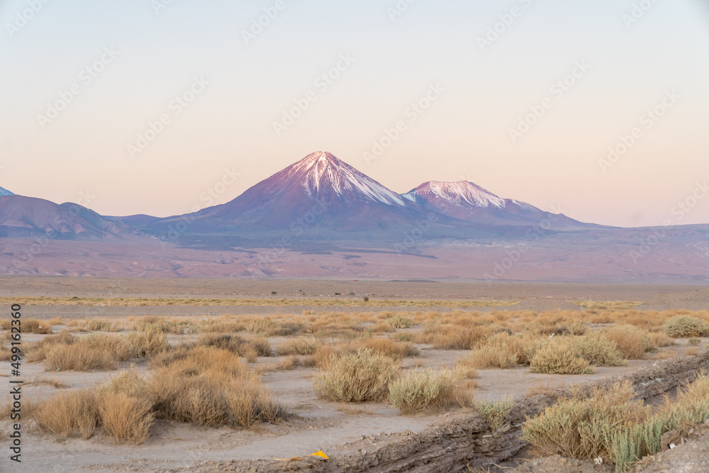 Sundown facing a mountain in the Atacama Desert
