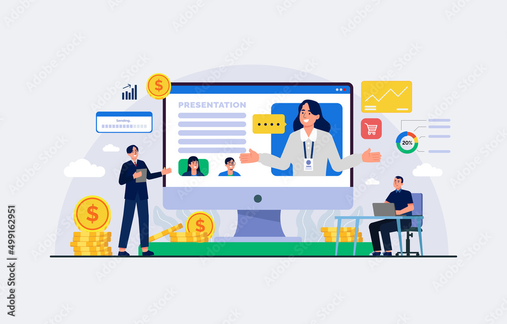 Flat Design Digital Office Concept Art