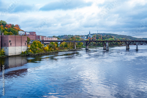 Waterfront of historic Downtown along the Kennebec River, Augusta, Maine photo