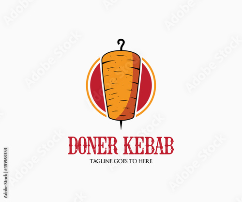 Doner kebab Logo Design Vector Template. Kebab Logo Design.