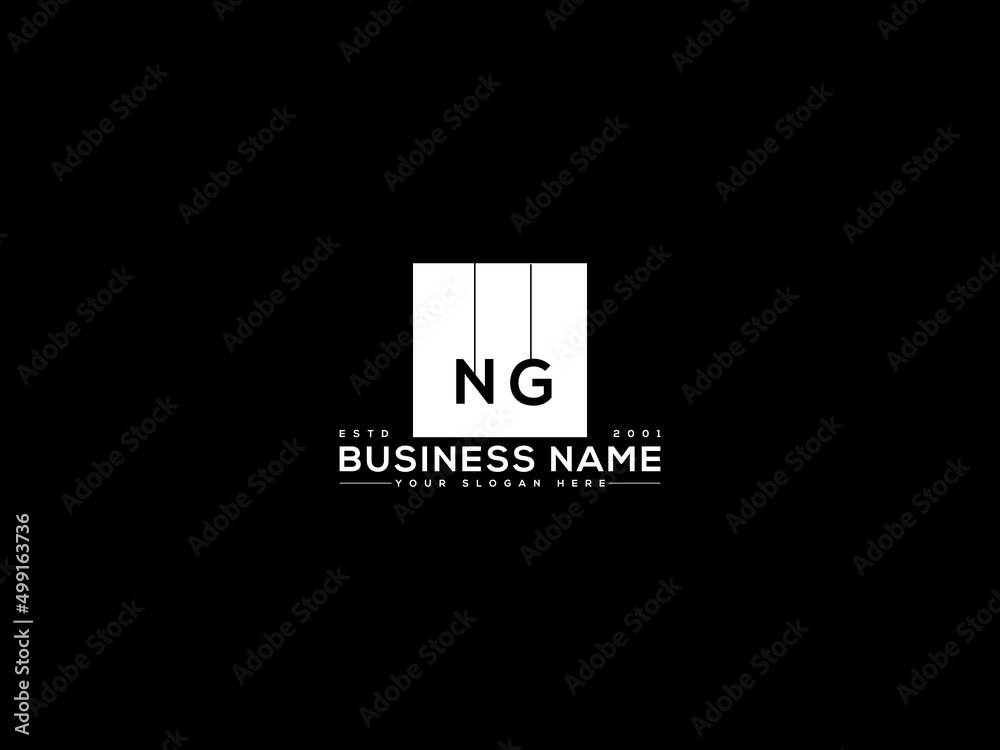 Abstract NG Letter Logo Design, Square Ng gn Logo Design With Black Ans ...