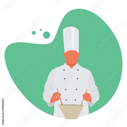 Male cook. Chef. Vector illustration. Poster, flyer, banner, postcard.