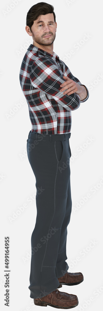 Denny is a hard-working rancher cowboy construction man - 3D illustrated male character render on an isolated white background. Denny has brown hair and brown eyes. Denny is a hard-working rancher cowboy construction man - 3D illustrated male character render on an isolated white background. Denny has brown hair and brown eyes.