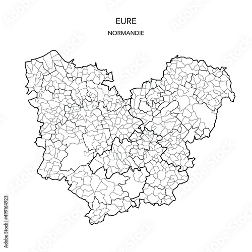 Vector Map of the Geopolitical Subdivisions of The D  partement De L   Eure Including Arrondissements  Cantons and Municipalities as of 2022 - Normandie - France
