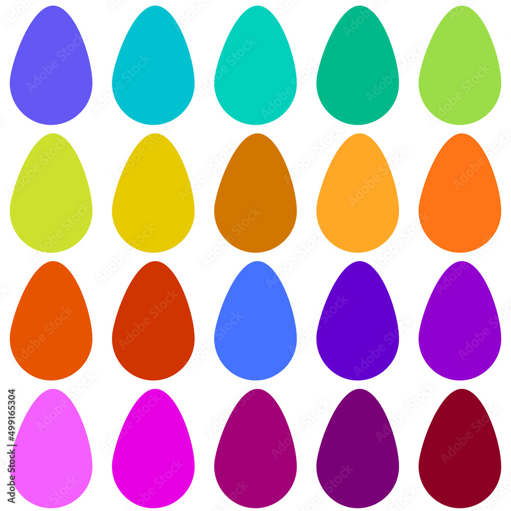 Easter eggs pack. Minimalism egg of different colors. Color holiday eggs.