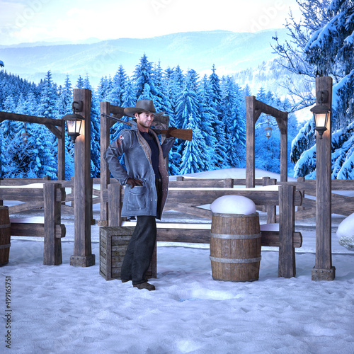 Φωτογραφία Denny is a hard-working rancher cowboy construction man - 3D illustrated male character render on an isolated white background