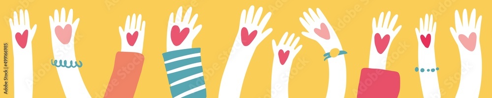 Obraz premium Illustration of human hands raised up