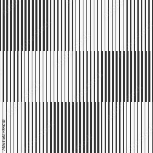 Abstract geometric seamless pattern with vertical striped lines. Different thickness vertical stripes. Striped linear texture. Black and white seamless background. photo