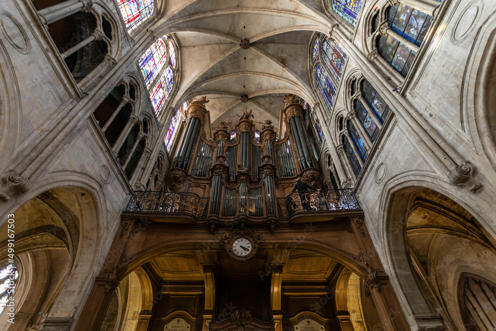 Organ Instrument inside Saint Severin Church in France
