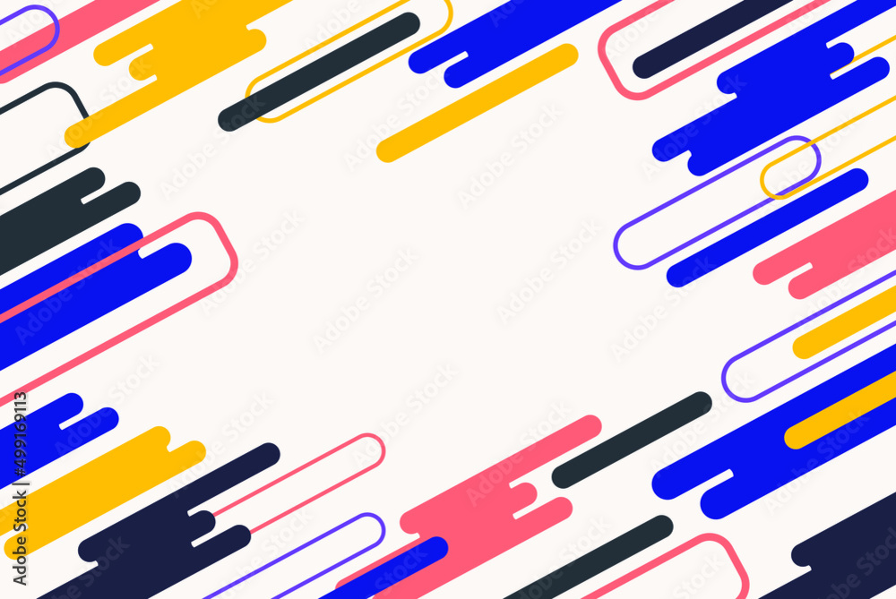 Colorful random shapes abstract background, geometrical circle background with copy space, yellow gray pink blue colored pattern backdrop